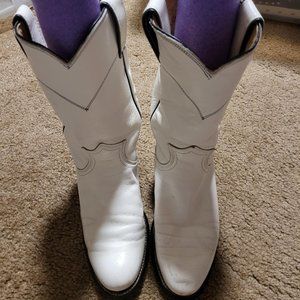 Rare!  Vintage Justin Roper white boots, size 4B, with Fisher belt size 26